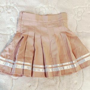 Romwe - Pink Pleated Skirt with White Trim (S)
